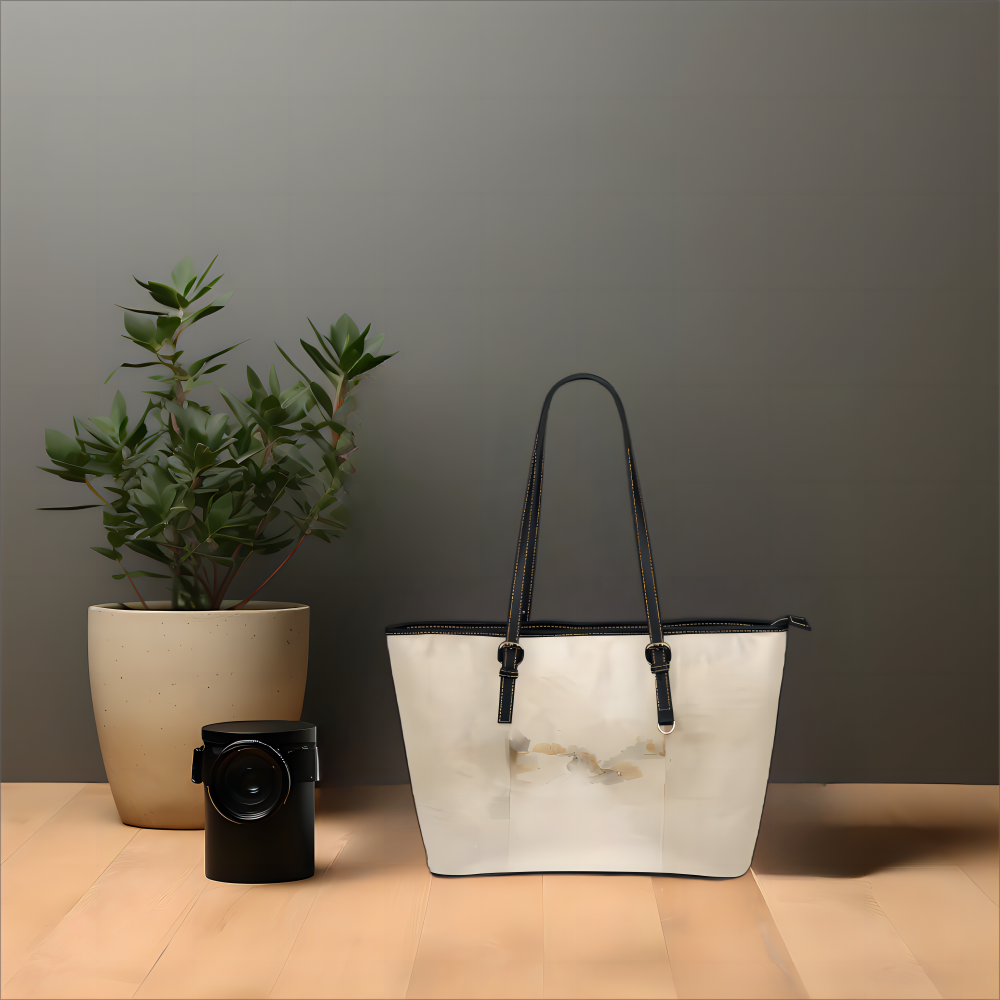 Bolso tote de piel vegana beige: elegancia natural y diseño minimalista.