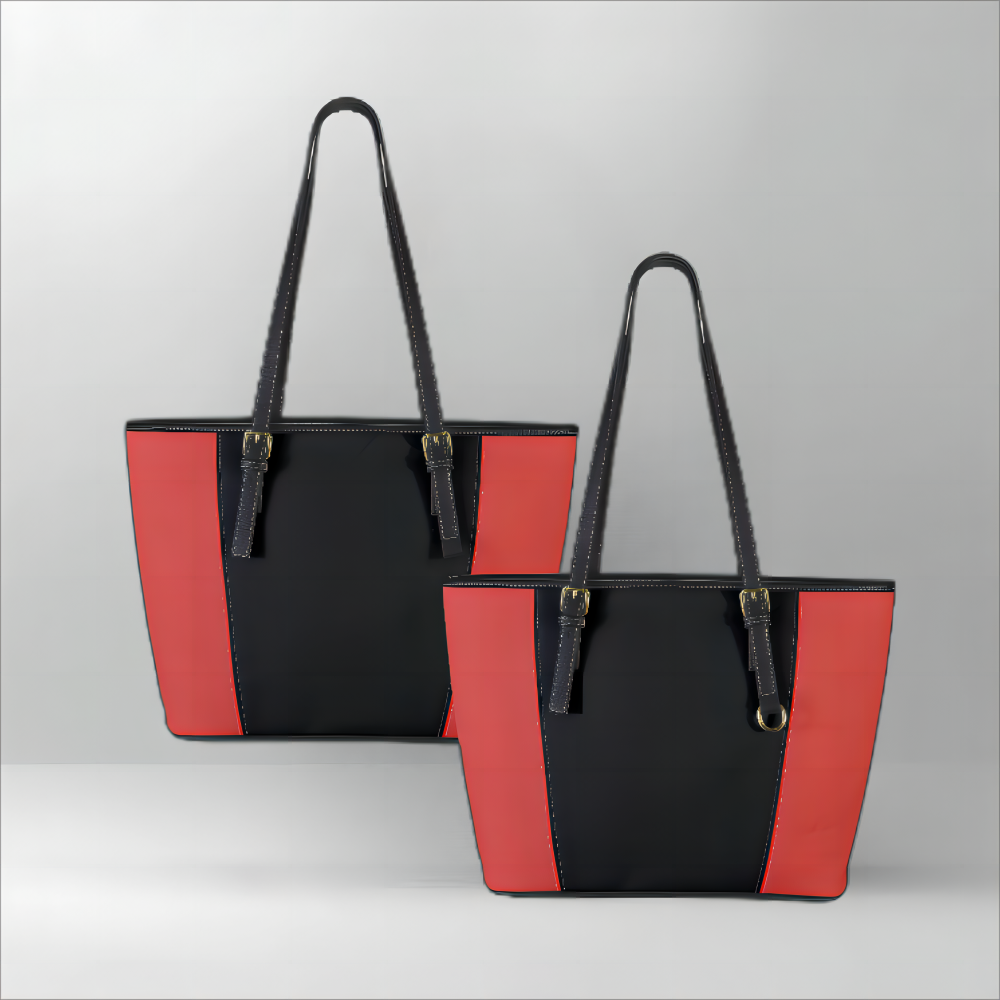 Bolso tote de piel vegana rojo y negro: contraste entre elegancia y estilo urbano