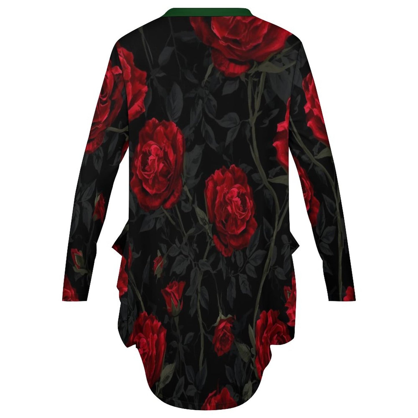 Robe ample à poches roses rouges – manches longues, S-5XL - Big Smiles All Sizes