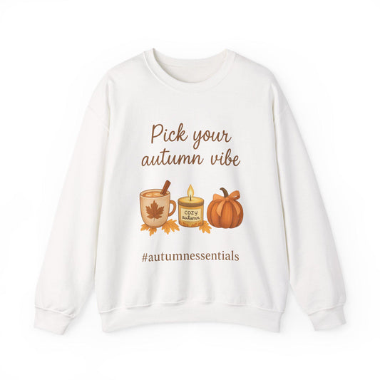 Tailles S - 5XL |Sweat unisexe “Pick Your Autumn Vibe” | Look cosy d’automne | Hygge | Cadeau fan de pumpkin spice |  #autumnessentials