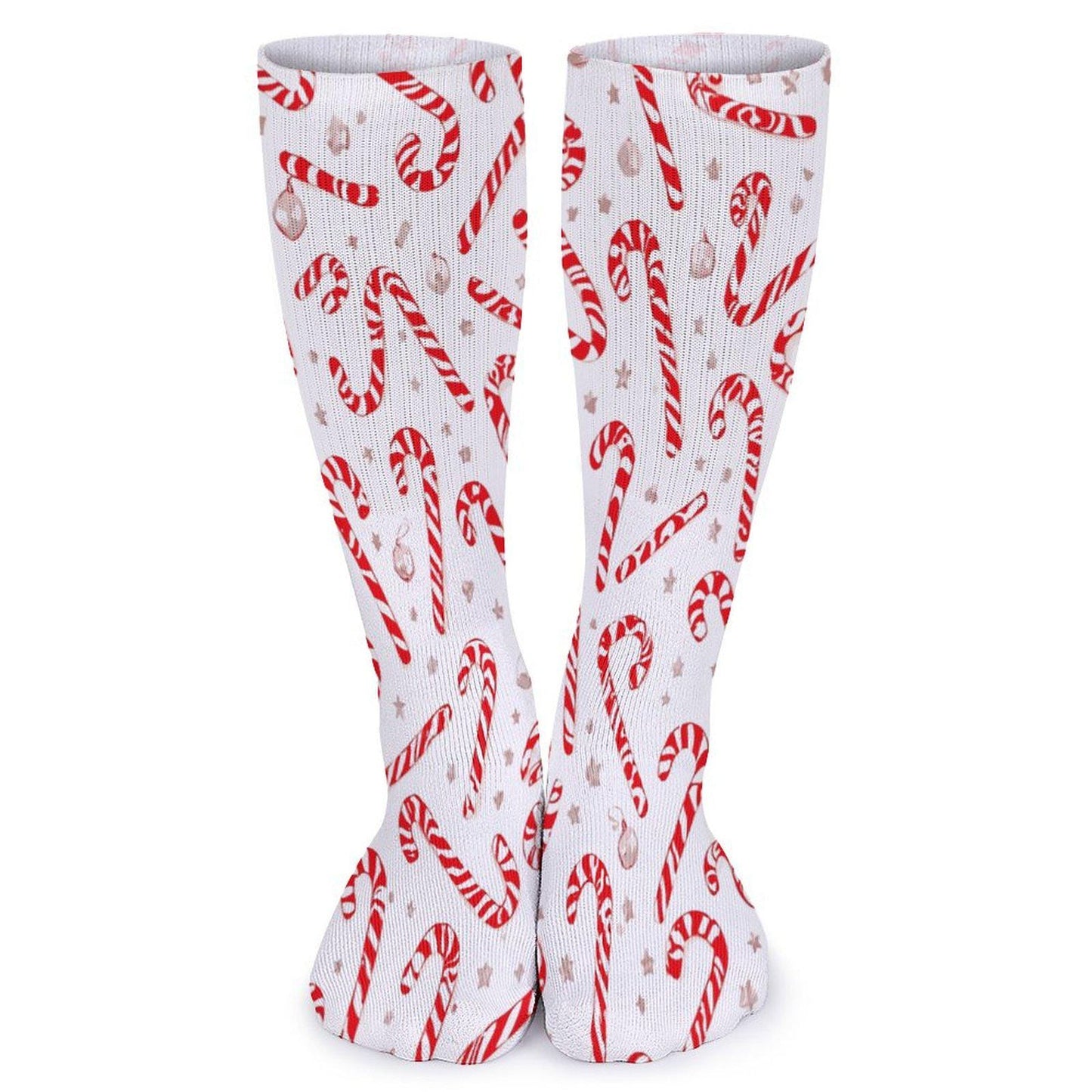 Chaussettes montantes Noël | Imprimé cannes de sucre | Unisexes, respirantes & extensibles | Mode inclusive Big Smiles