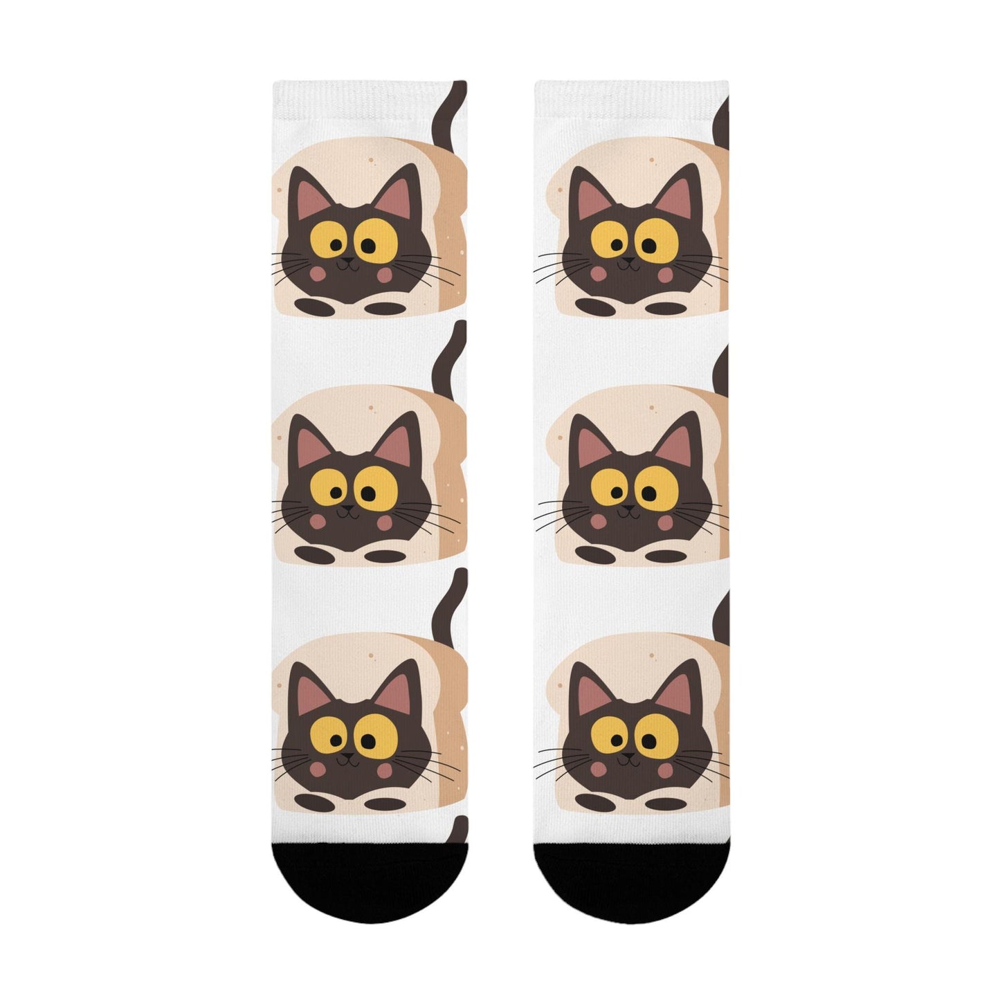 Chaussettes « Bread Cat » – crew imprimées chat mignon, cadeau cat lovers