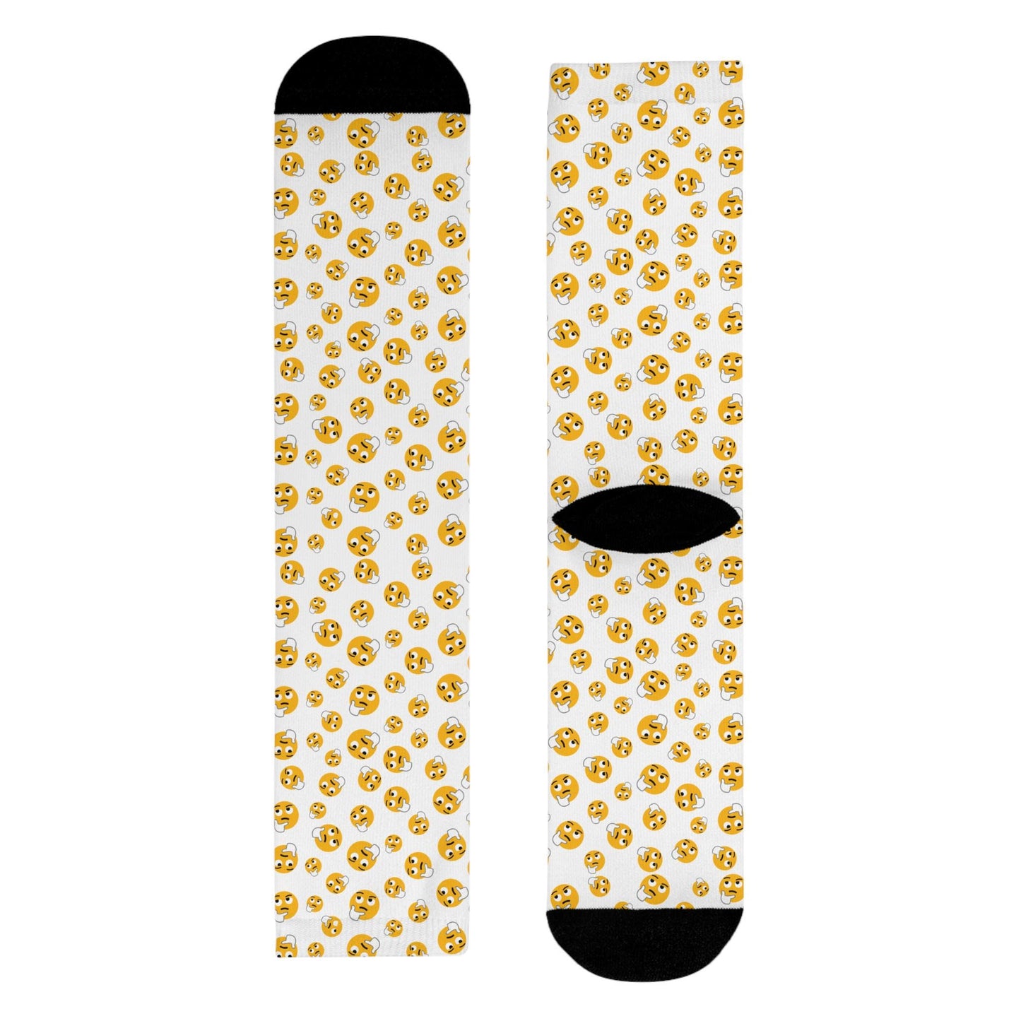 Chaussettes « Emoji thinking » – crew sublimées, motif emoji doré, confort quotidien
