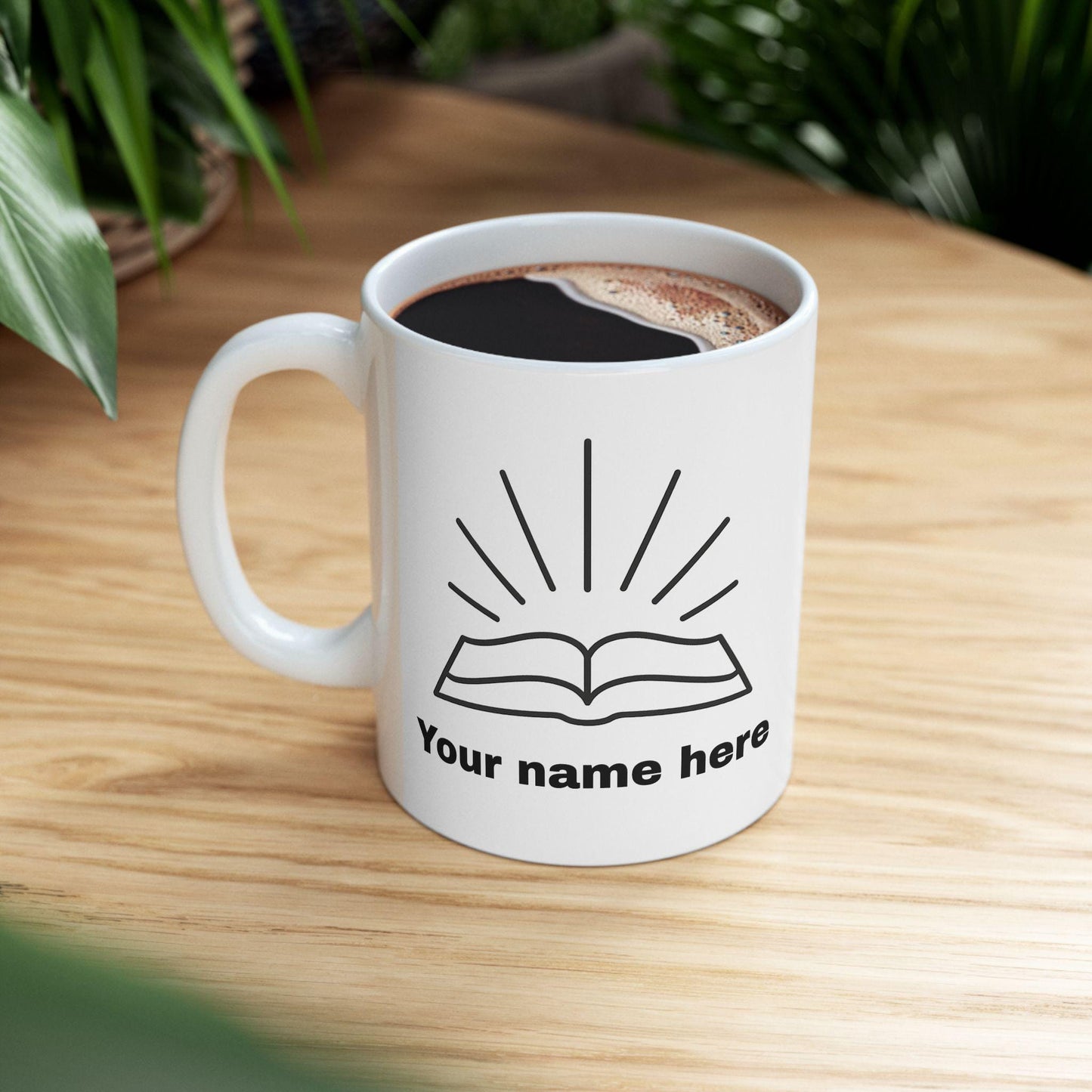 Mug chrétien personnalisable – Bible rayonnante, céramique brillante 11oz/15oz, micro-ondes & lave-vaisselle