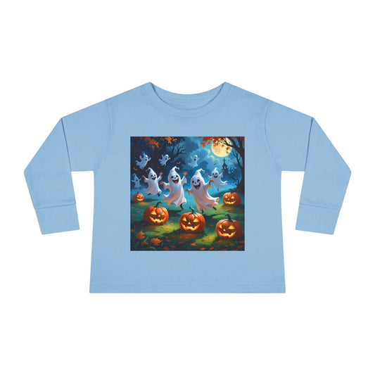 T-shirt Halloween enfant (toddler) manches longues, fantômes & citrouilles, coton