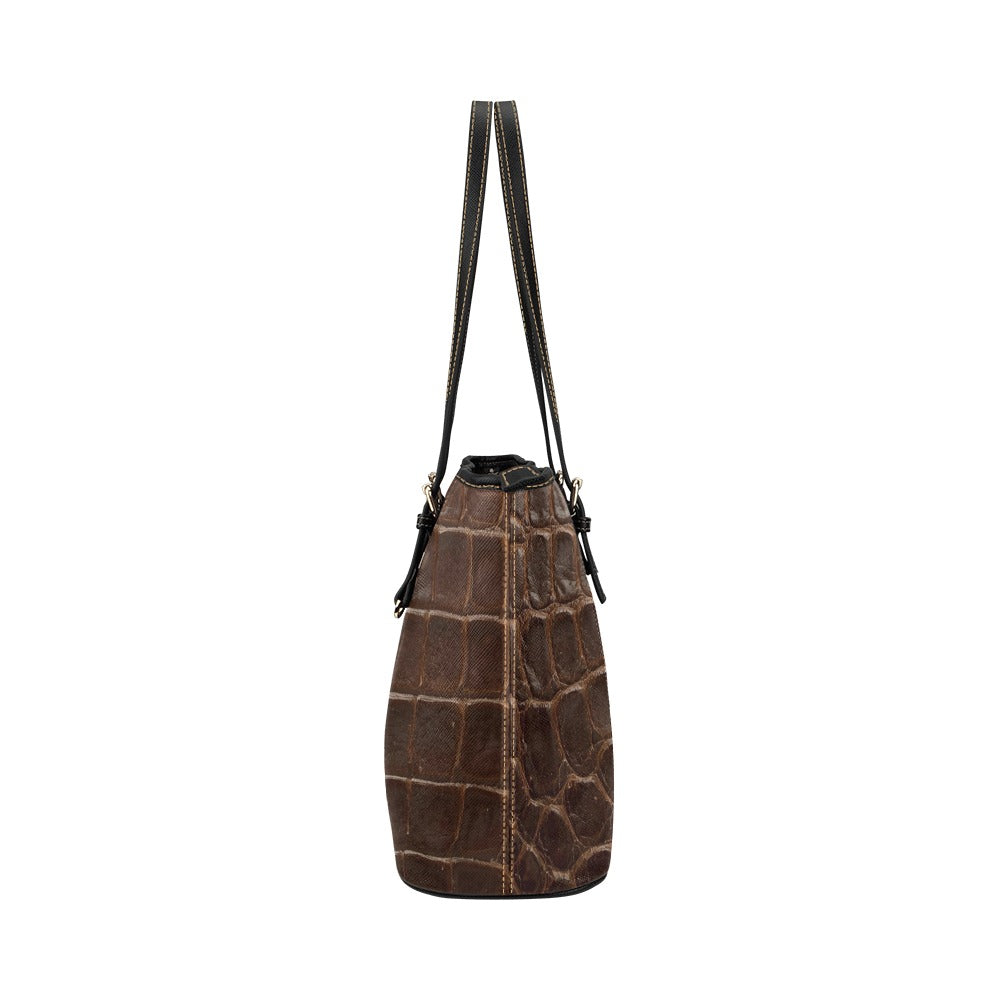 Sac cabas en cuir vegan marron – Finition croco élégante et intemporelle - Big Smiles All Sizes
