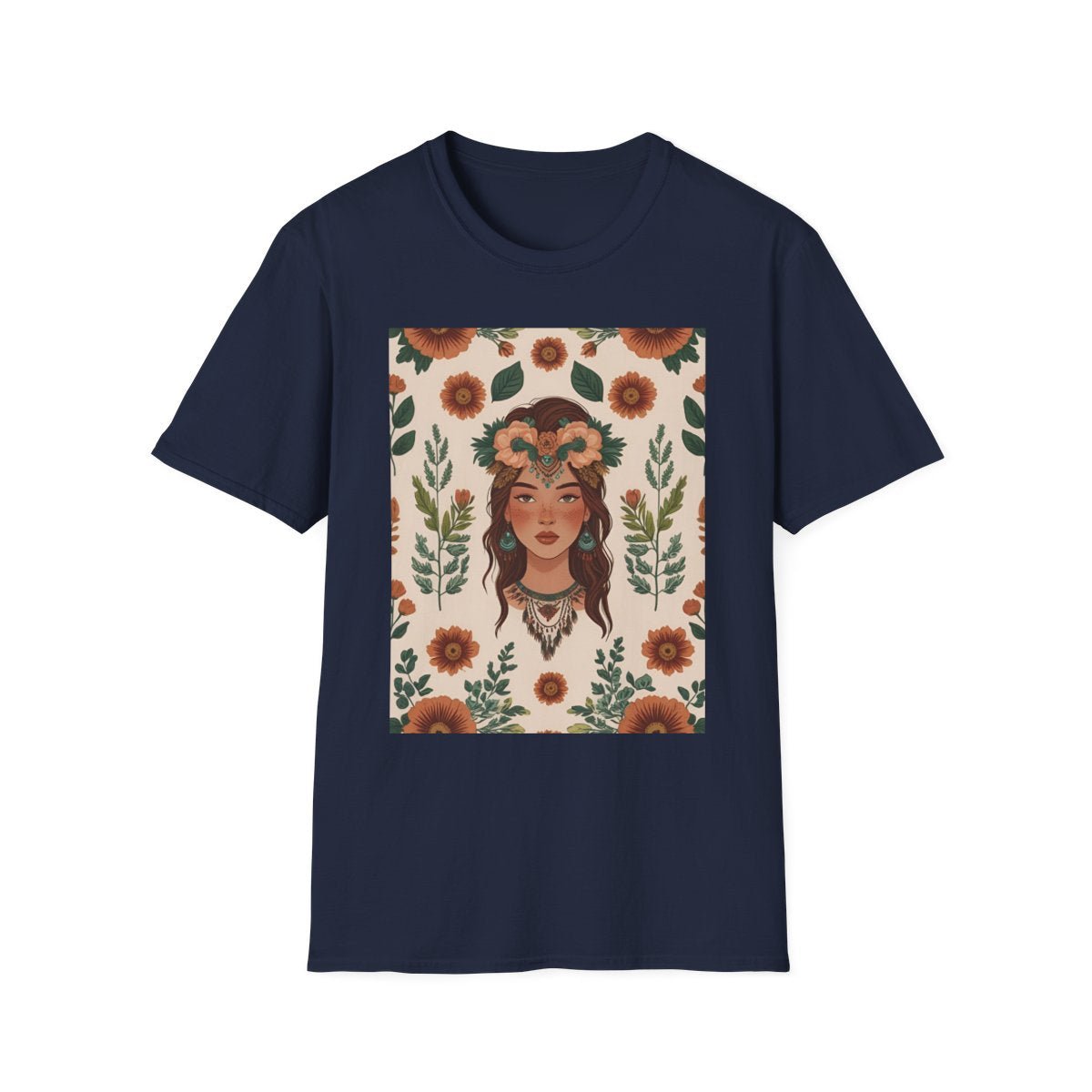 Camiseta unisex "Bohemian Floral" - algodón suave, estilo bohemio veraniego, tallas XS a 5XL