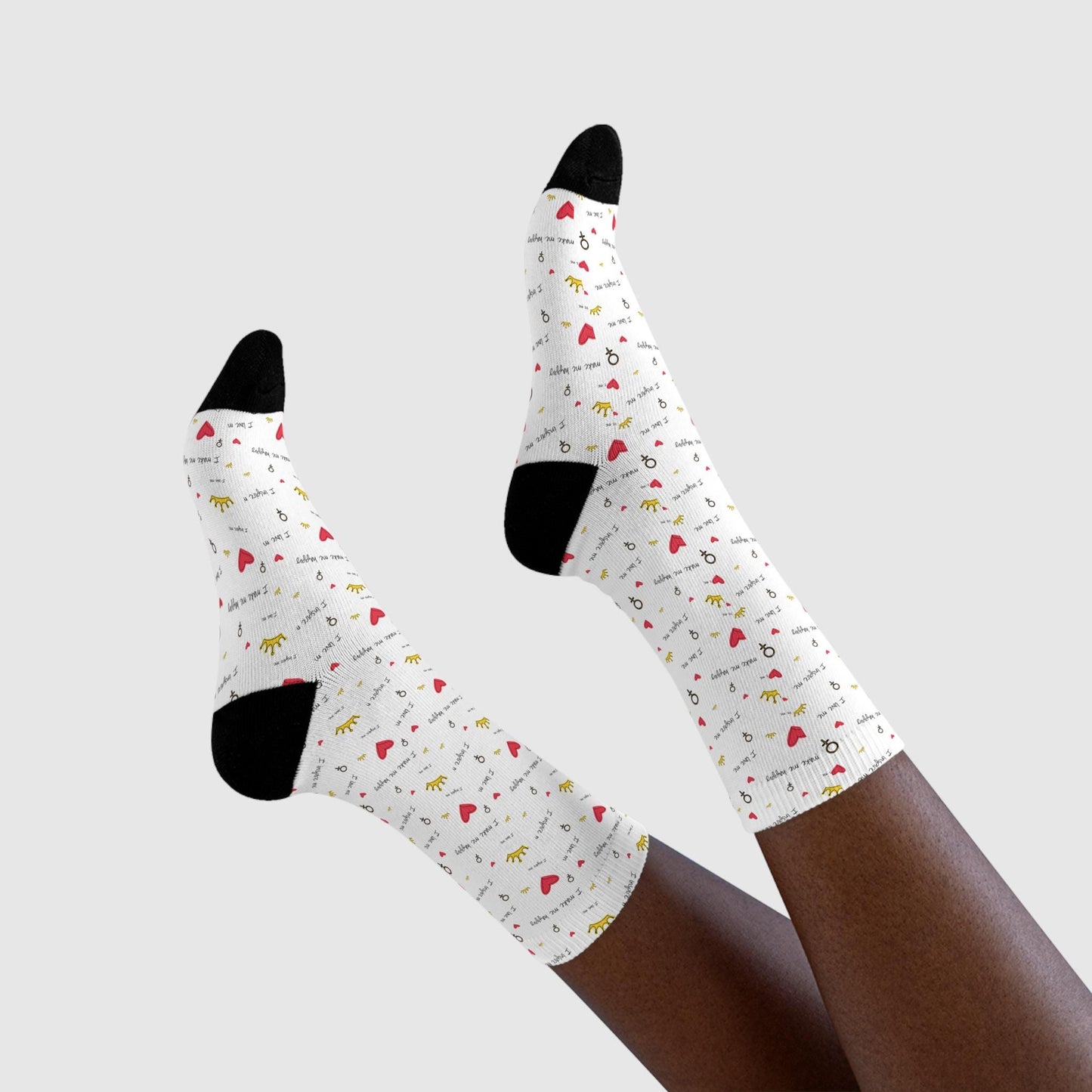 Chaussettes « Happy Hearts » – crew sublimées, motif mignon, confort quotidien