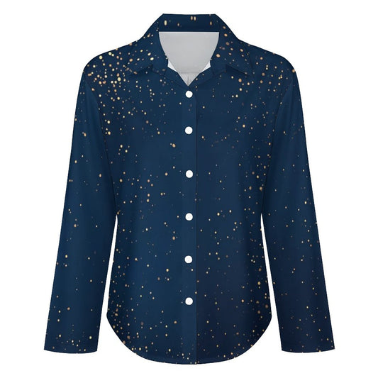 Chemise à ourlet asymétrique – bleu nuit constellé | Big Smiles