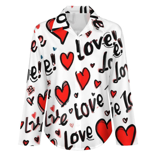 Chemise à ourlet asymétrique – imprimé cœurs “Love” | Big Smiles