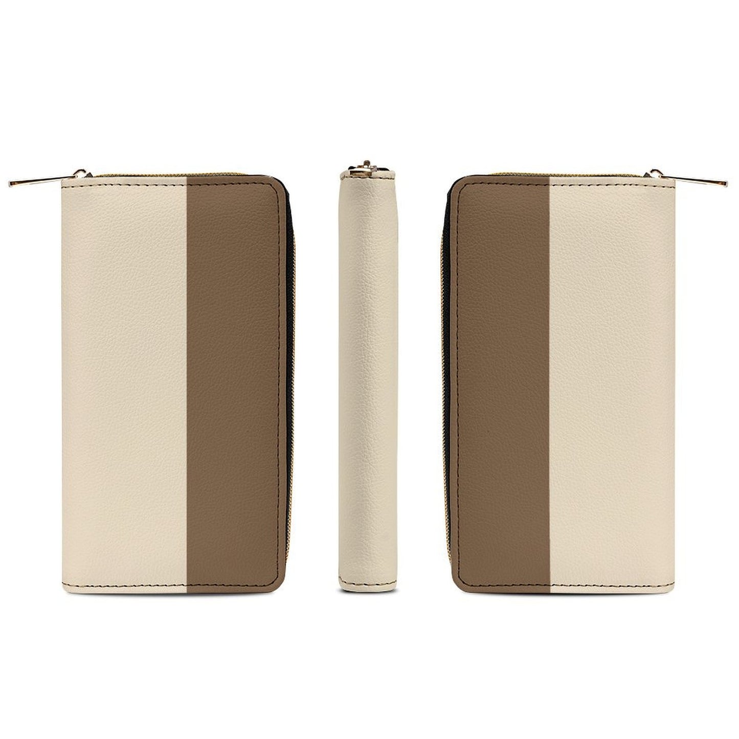 Portefeuille beige et taupe en cuir vegan haut de gamme – Élégance naturelle et grande capacité - Big Smiles All Sizes