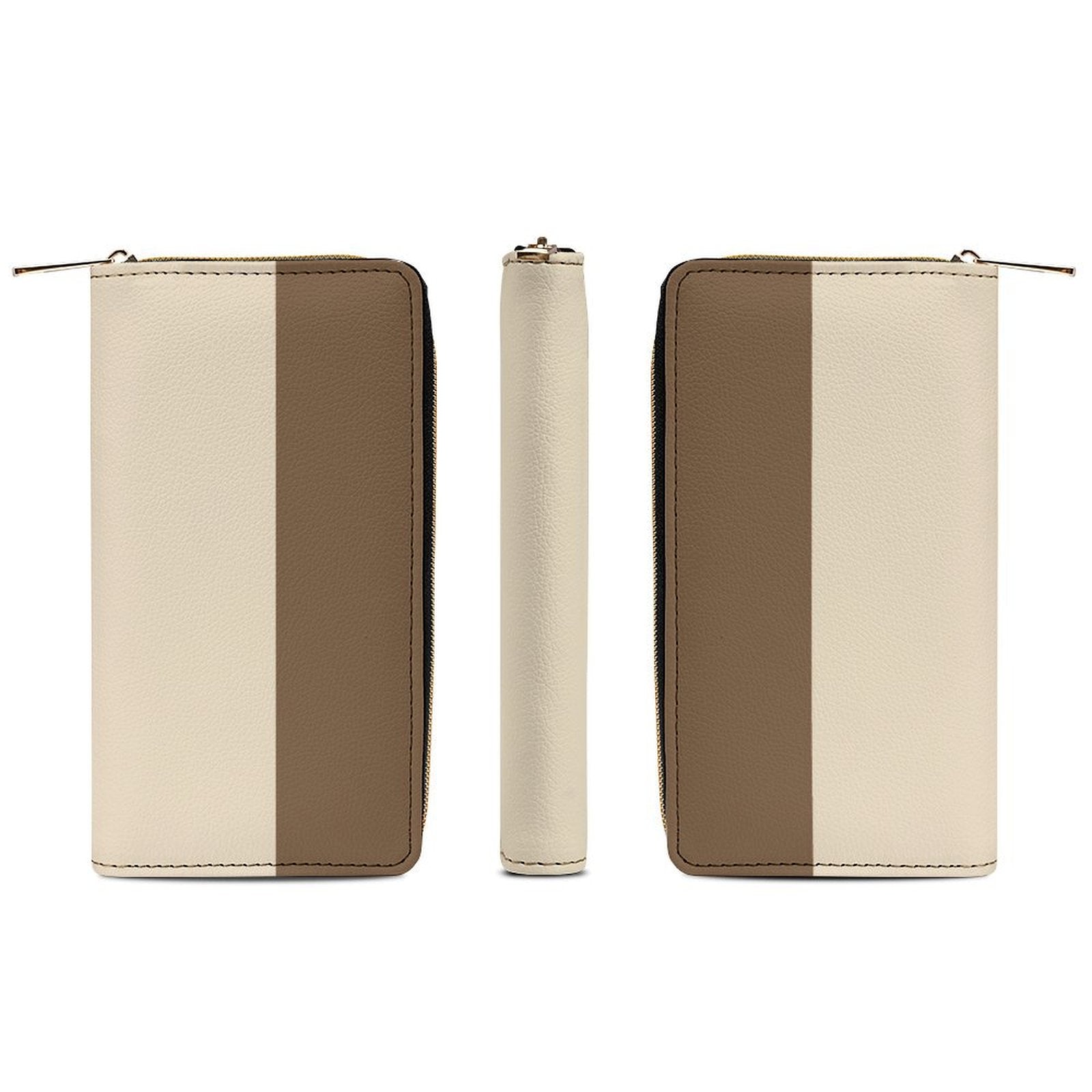 Portefeuille beige et taupe en cuir vegan haut de gamme – Élégance naturelle et grande capacité - Big Smiles All Sizes