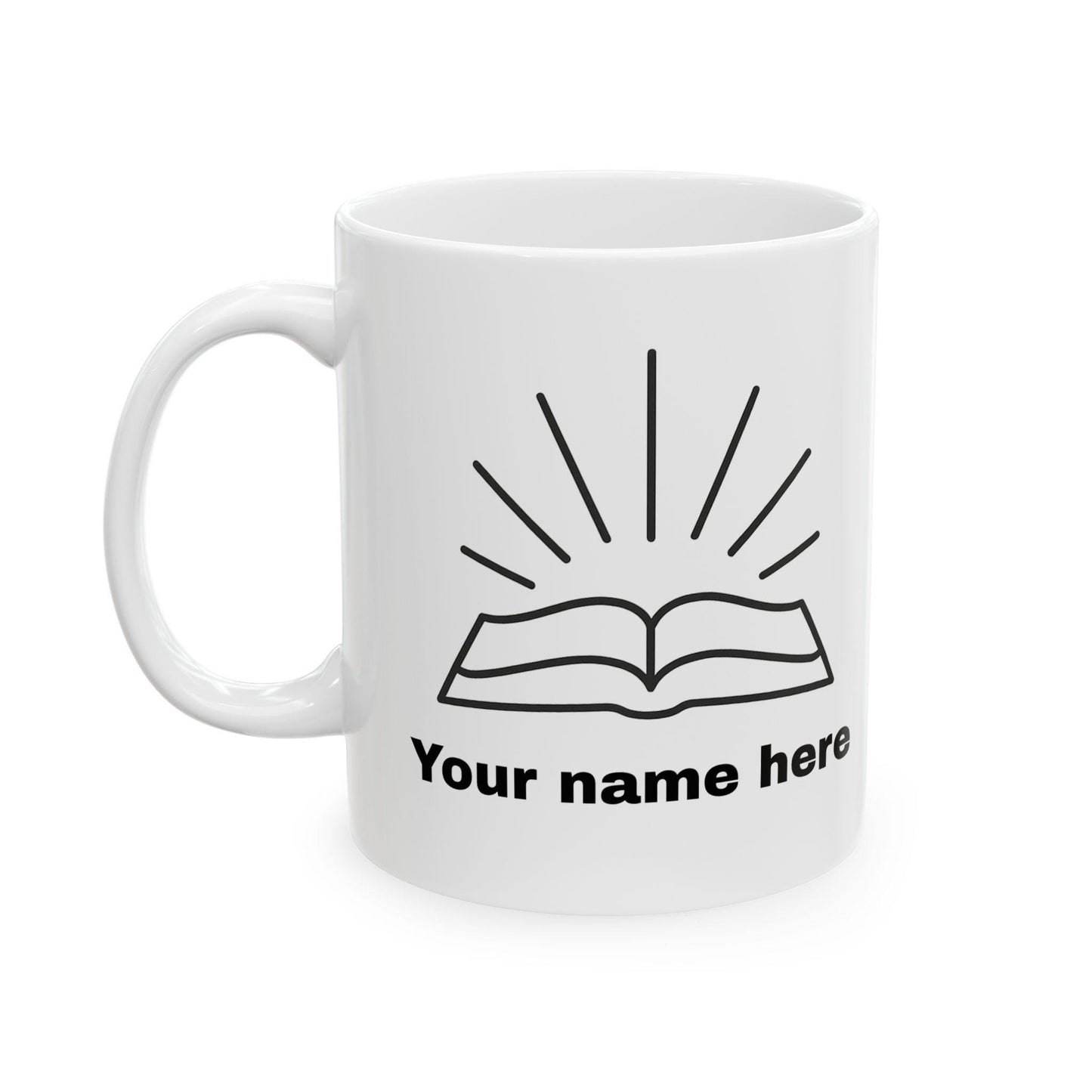 Mug chrétien personnalisable – Bible rayonnante, céramique brillante 11oz/15oz, micro-ondes & lave-vaisselle