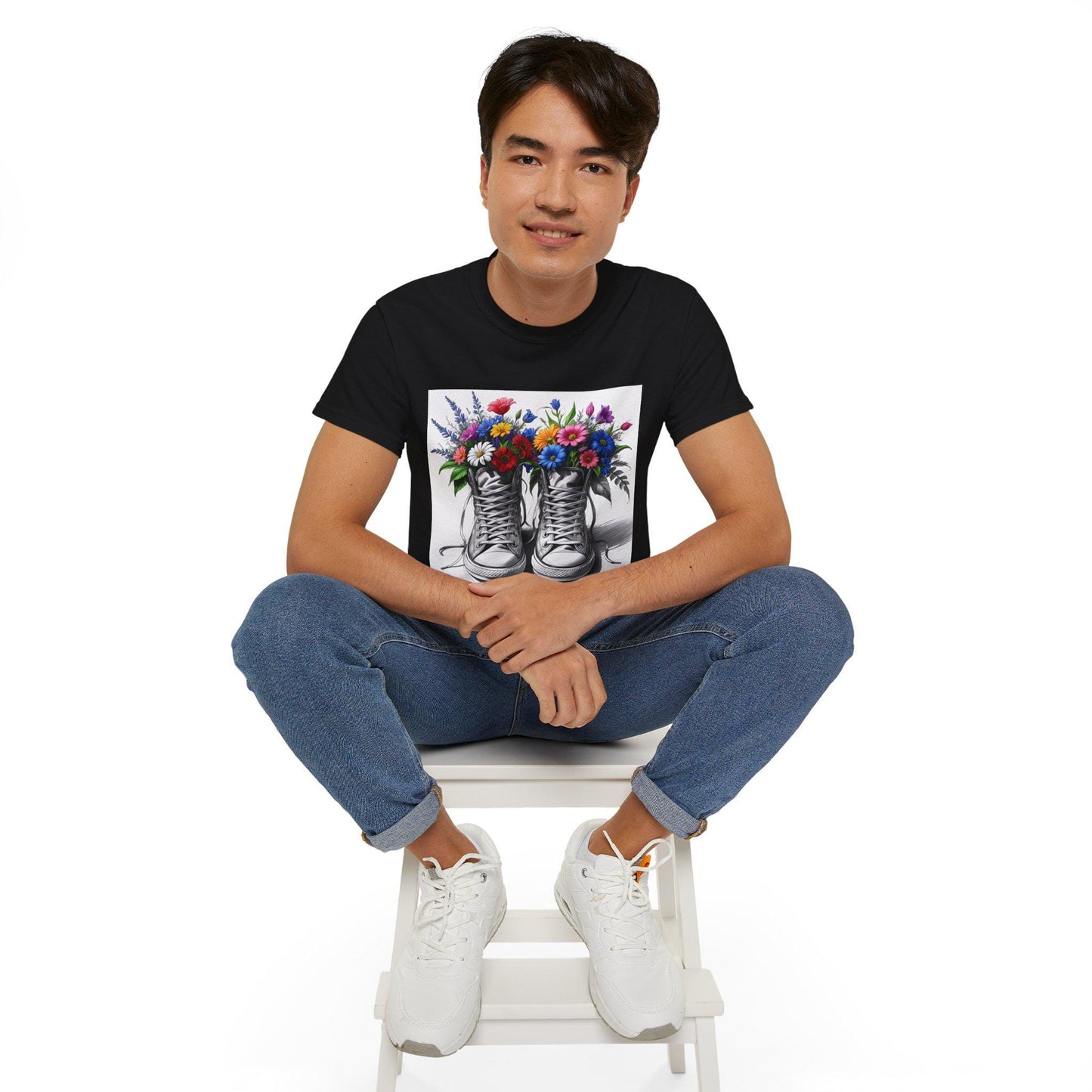 Camiseta unisex con estampado floral - Algodón ultrafino, diseño floral vintage, tallas S a 5XL