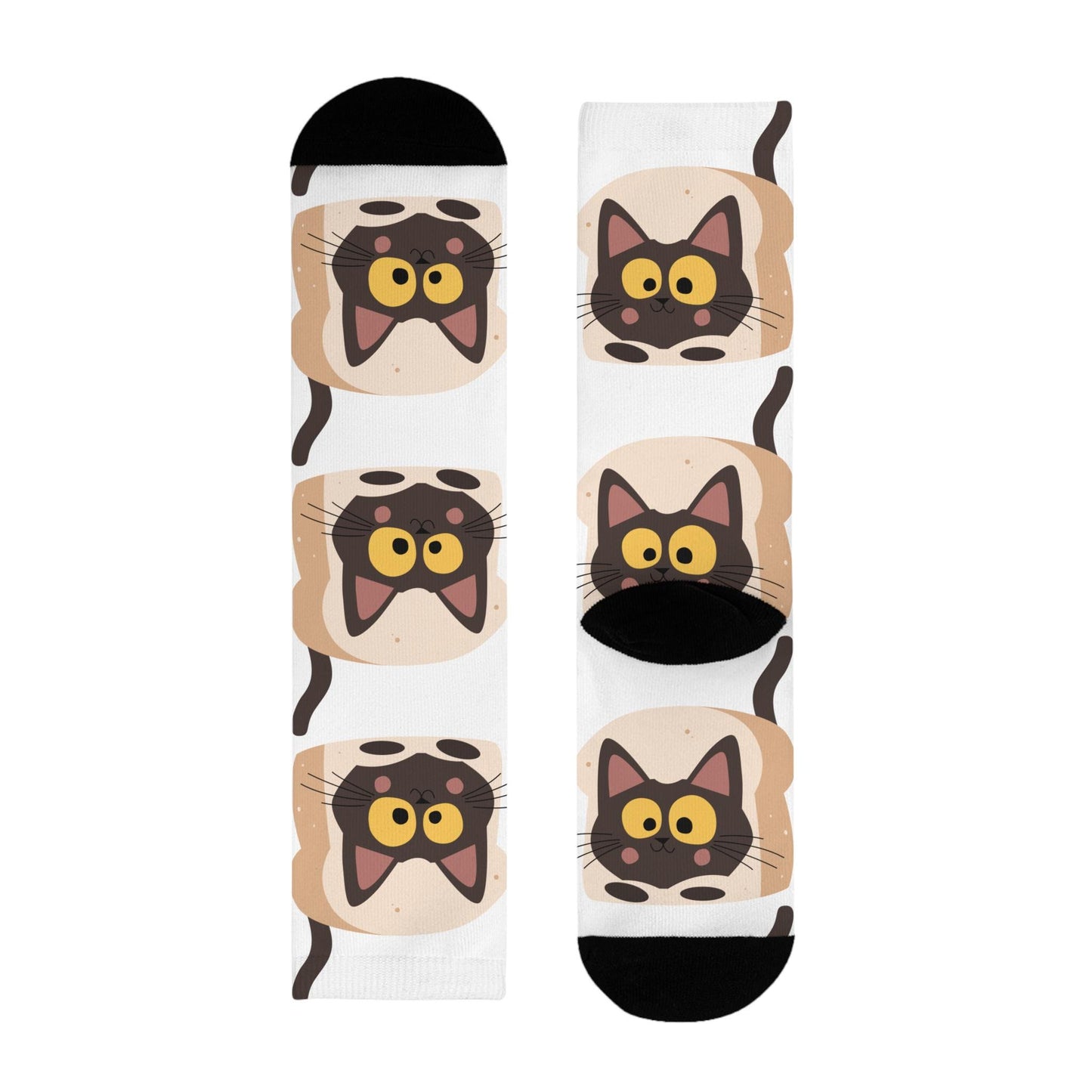 Chaussettes « Bread Cat » – crew imprimées chat mignon, cadeau cat lovers