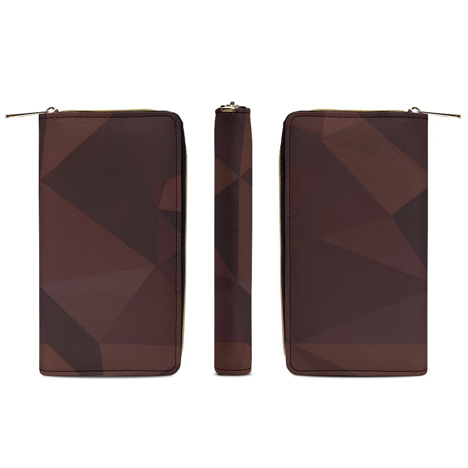 Portefeuille marron géométrique en cuir vegan haut de gamme – Élégance moderne et grande capacité - Big Smiles All Sizes