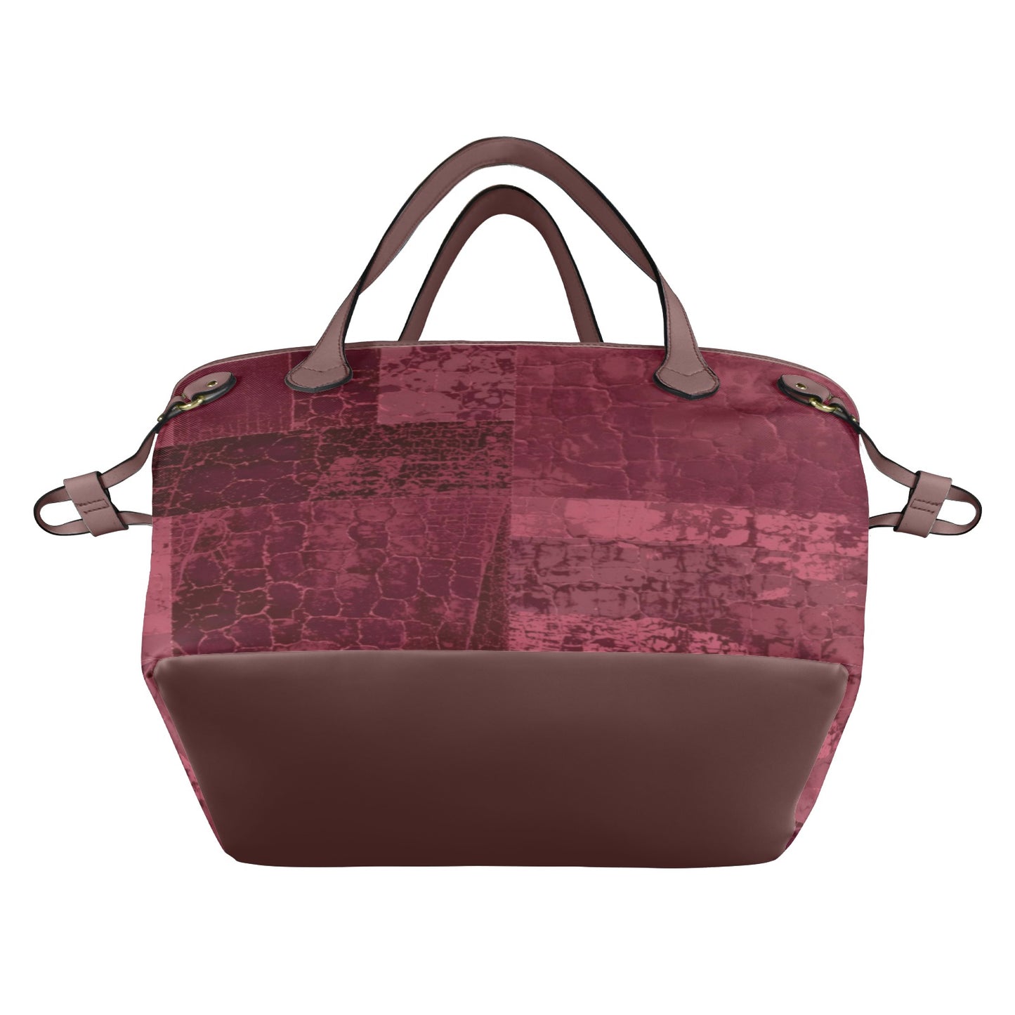 Sac cabas en toile imperméable bordeaux – Élégance texturée et design patchwork - Big Smiles All Sizes