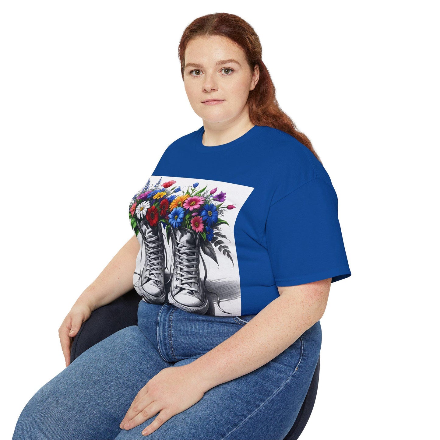Camiseta unisex con estampado floral - Algodón ultrafino, diseño floral vintage, tallas S a 5XL
