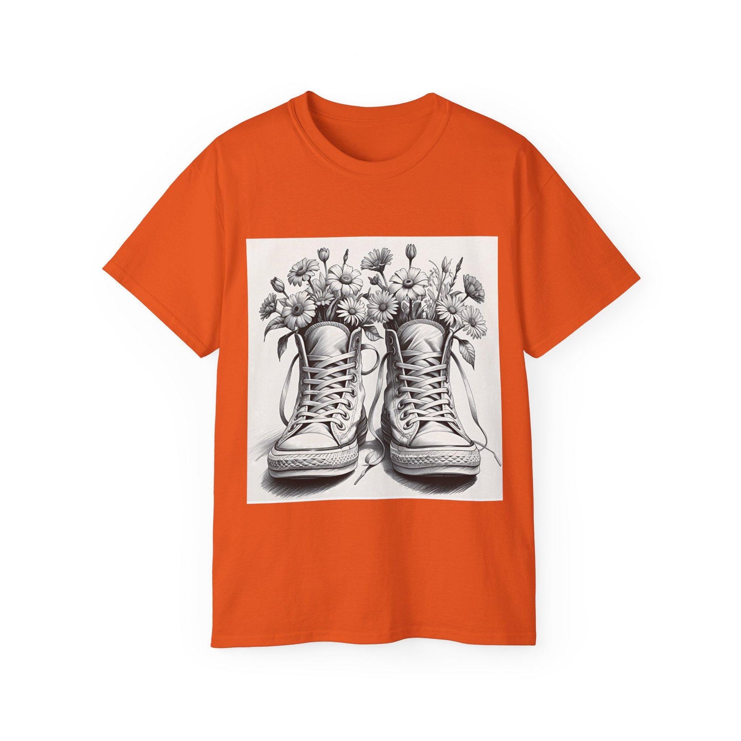 Camiseta unisex floral Converse - Algodón ultra suave, zapatillas vintage con estampado floral, tallas S-5XL