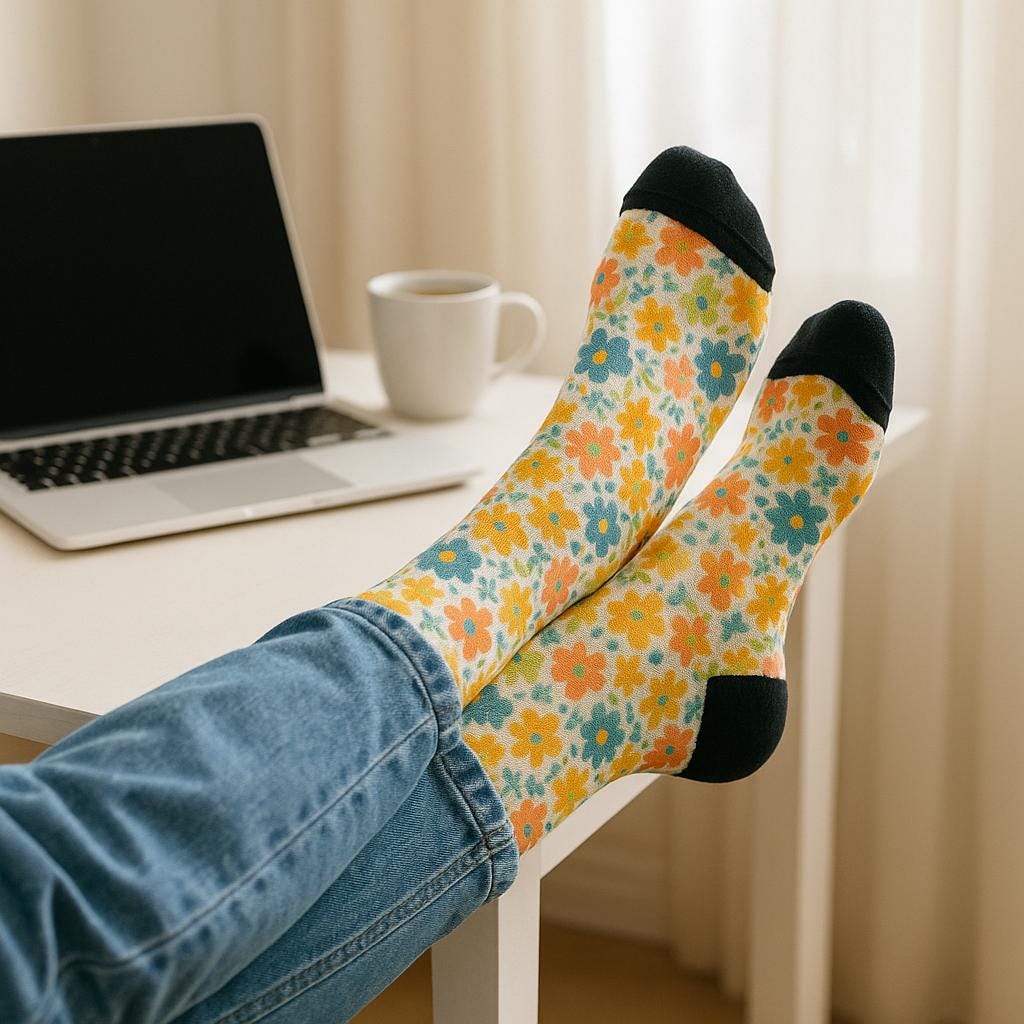 Chaussettes « Floral Pop » – mi-mollet, motif fleuri coloré, confort cosy printemps