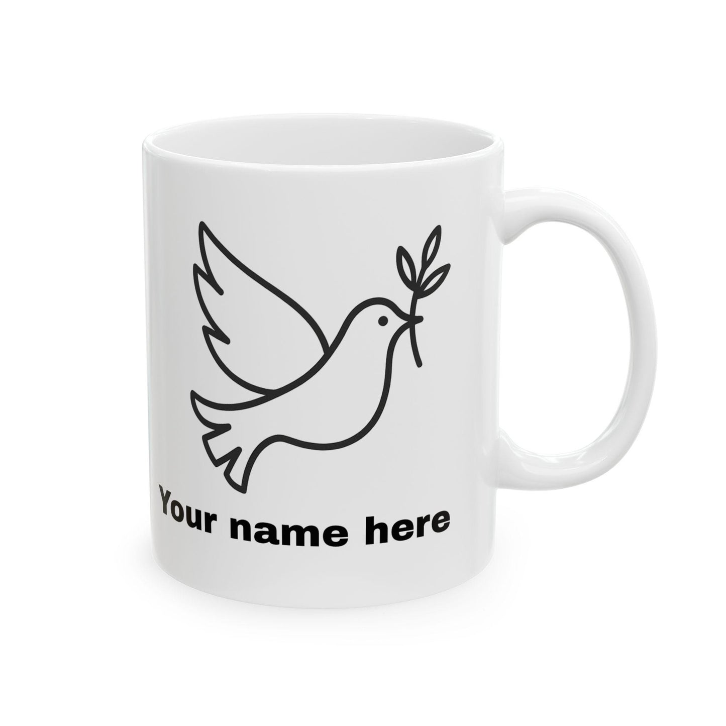 Mug colombe de la paix personnalisable – céramique brillante 11oz/15oz, micro-ondes & lave-vaisselle