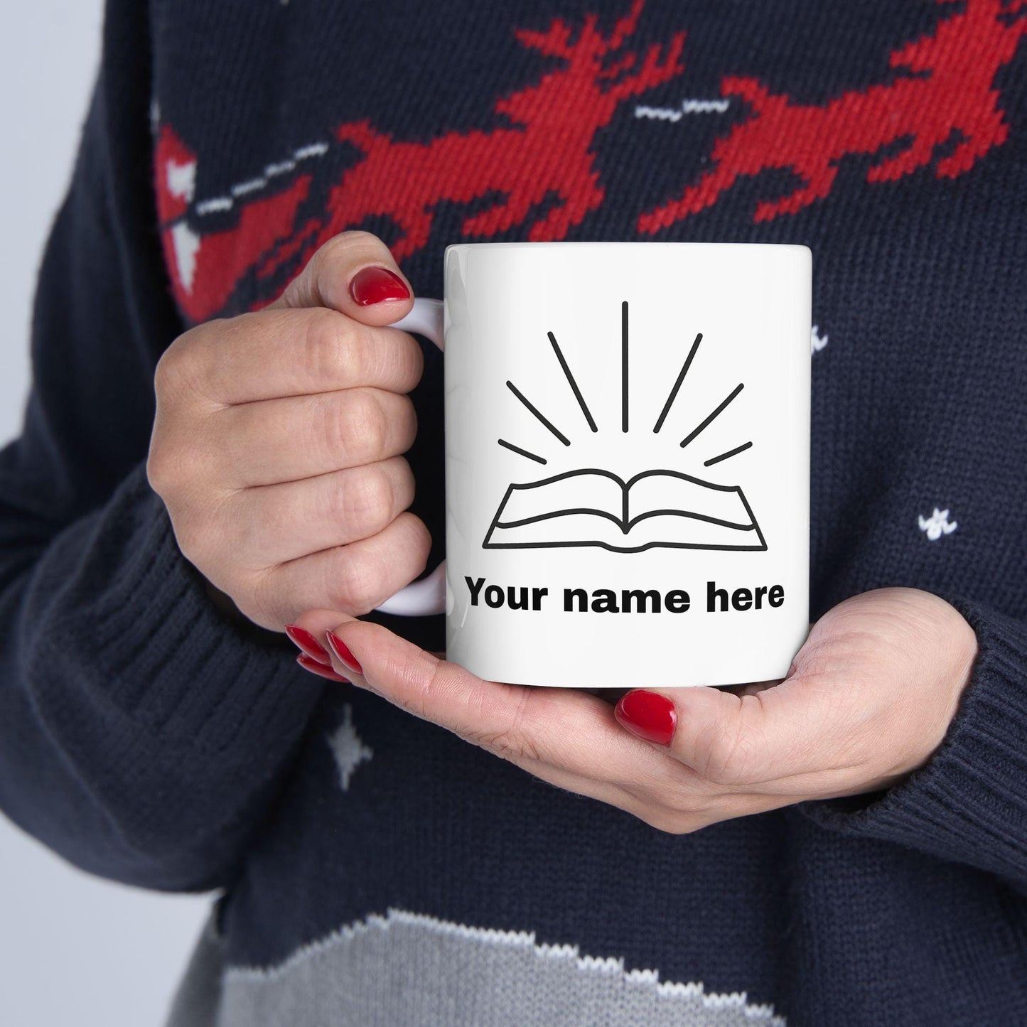 Mug chrétien personnalisable – Bible rayonnante, céramique brillante 11oz/15oz, micro-ondes & lave-vaisselle