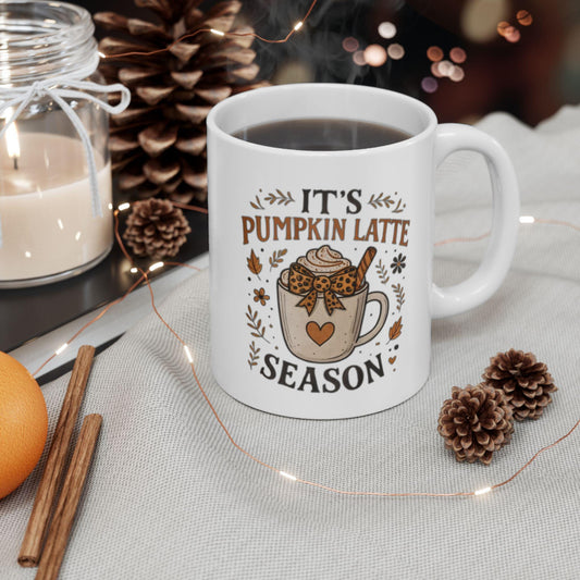 Mug Pumpkin Latte Season — tasse café d’automne, cadeau Halloween, maison bureau, déco cozy céramique 330ml - 11oz
