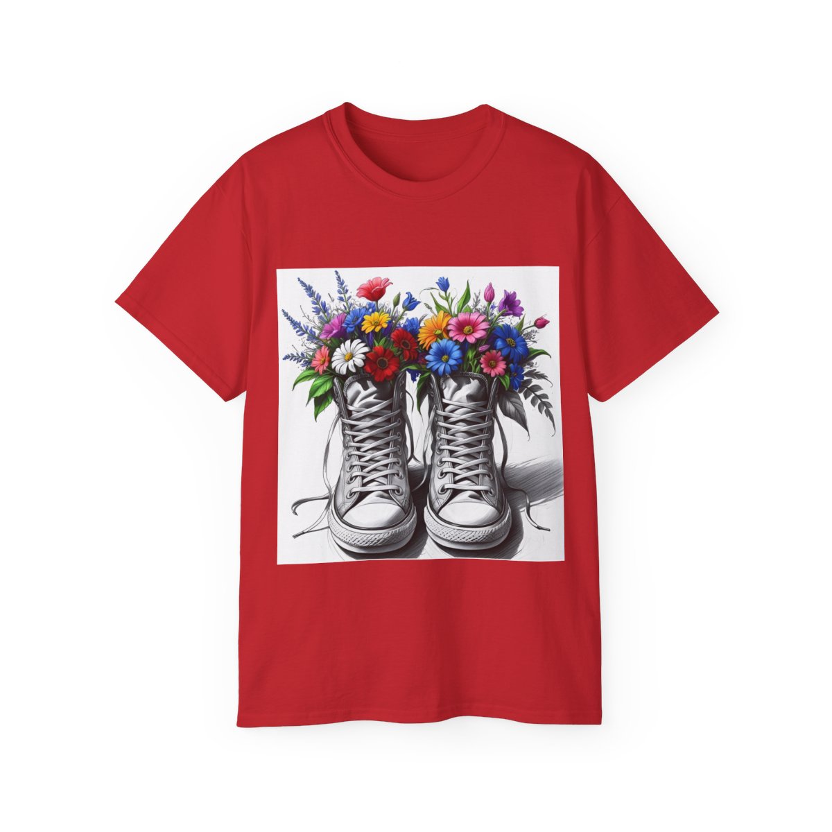 Camiseta unisex con estampado floral - Algodón ultrafino, diseño floral vintage, tallas S a 5XL