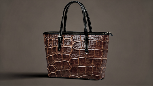 Brown vegan leather tote bag – Elegant and timeless crocodile finish