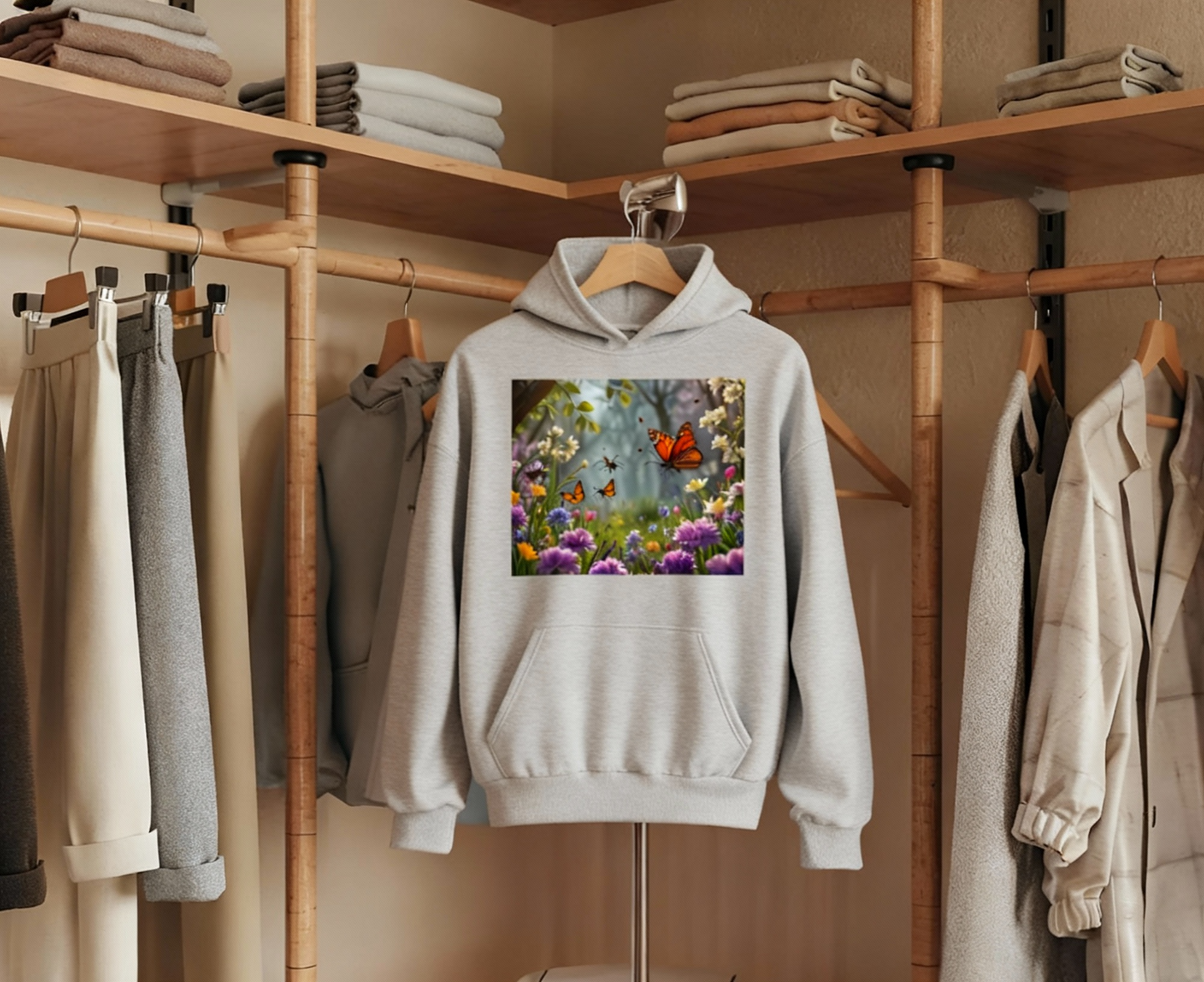 Tailles XS–5XL Hoodie Jardin de Papillons Unisexe | Sweat Floral Botanique Campus | Top Aesthetic Printemps | Cadeau de Graduation |