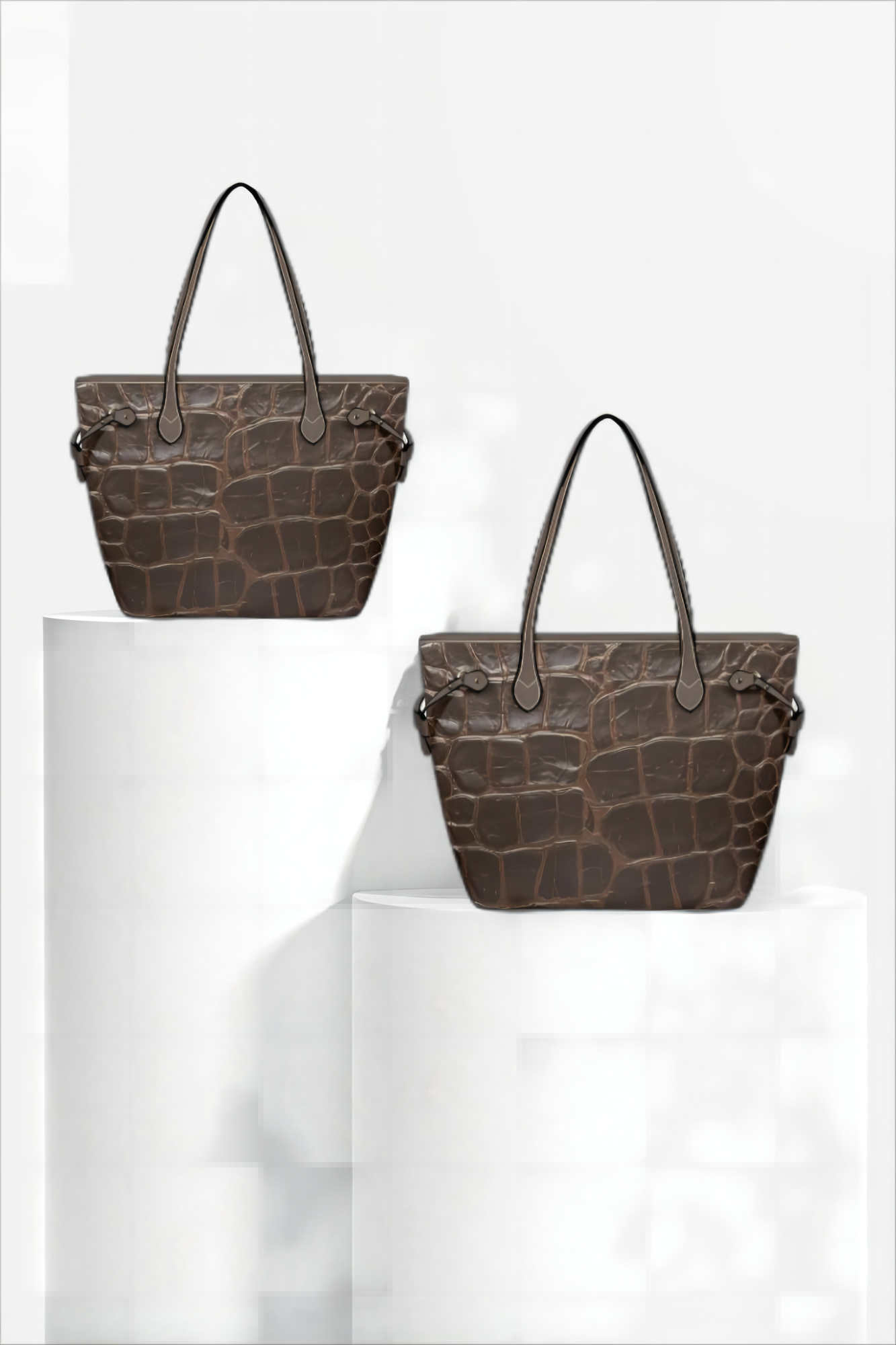 Brown Vegan Leather Tote Bag – Chic Crocodile Design and Sophisticated Look